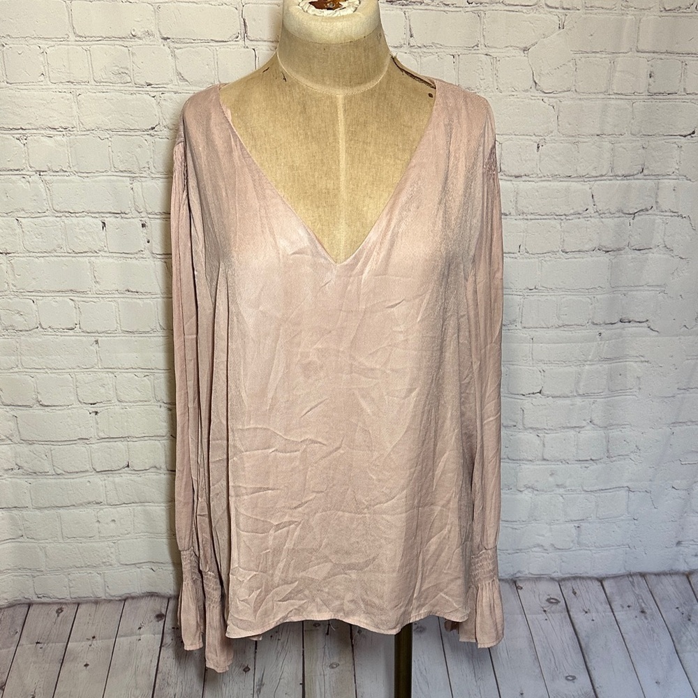 Light Pink Pirate Fairy Boho Peseant Long Sleeve Top Size XL A new day
